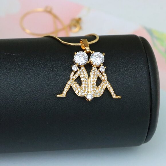 "Gemini Zodiac Rose Gold Pendant with Twin Sparkling CZ Accents, XPPT1543 - Picture 7 of 13